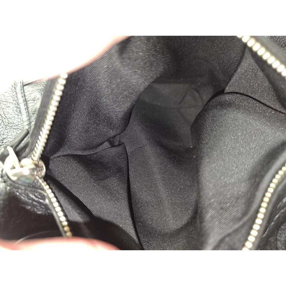 Coach Mickie Black Pebbled Leather Double Handles Zipper Tote Bag F34039